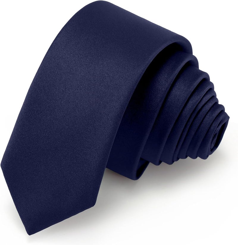 Junmaxroad Store Boys Black Tie Satin Solid Color Necktie for Teen Wedding School Graduation with Gift Box - Image 1